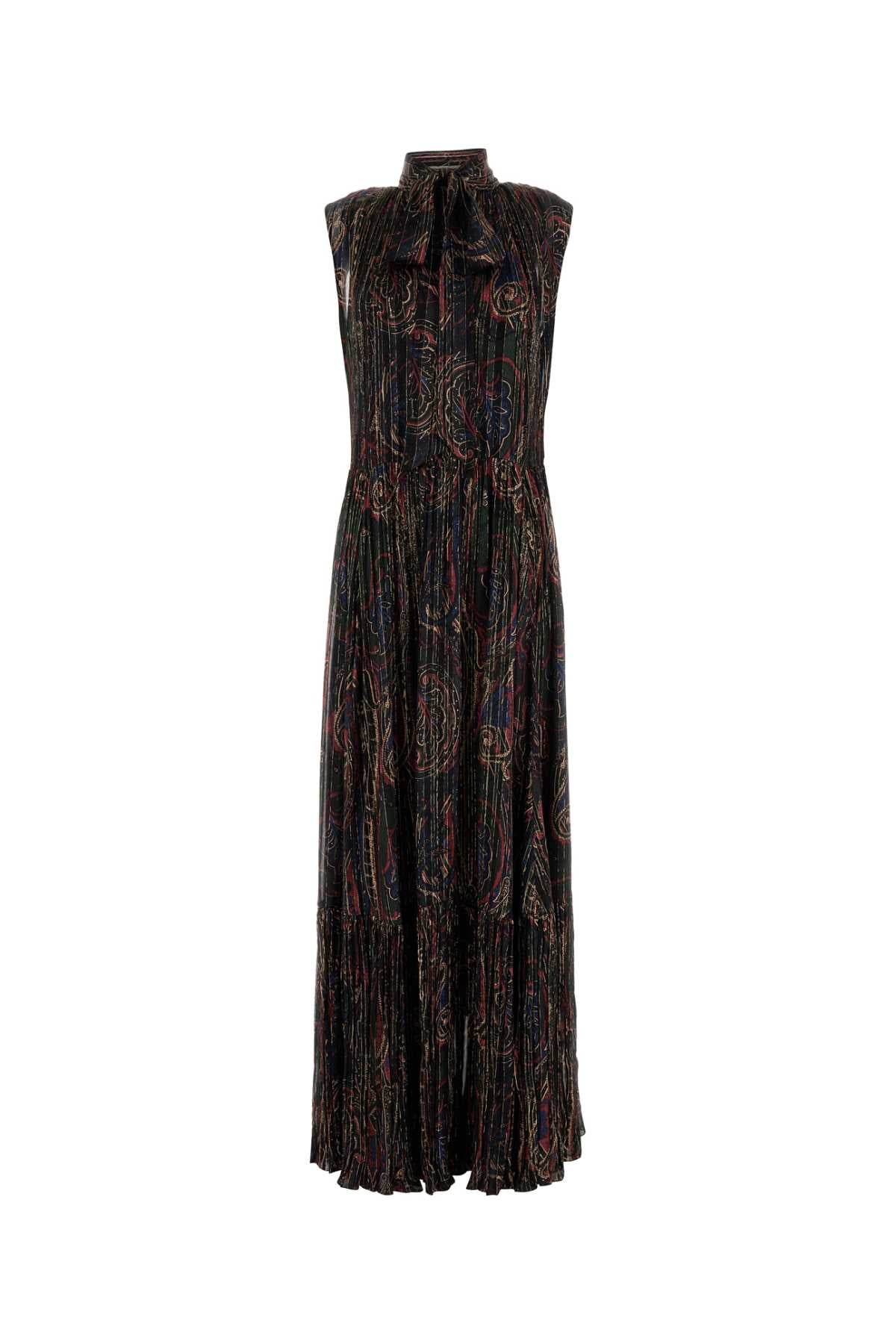 Saint Laurent Women Printed Silk Blend Long Dress
