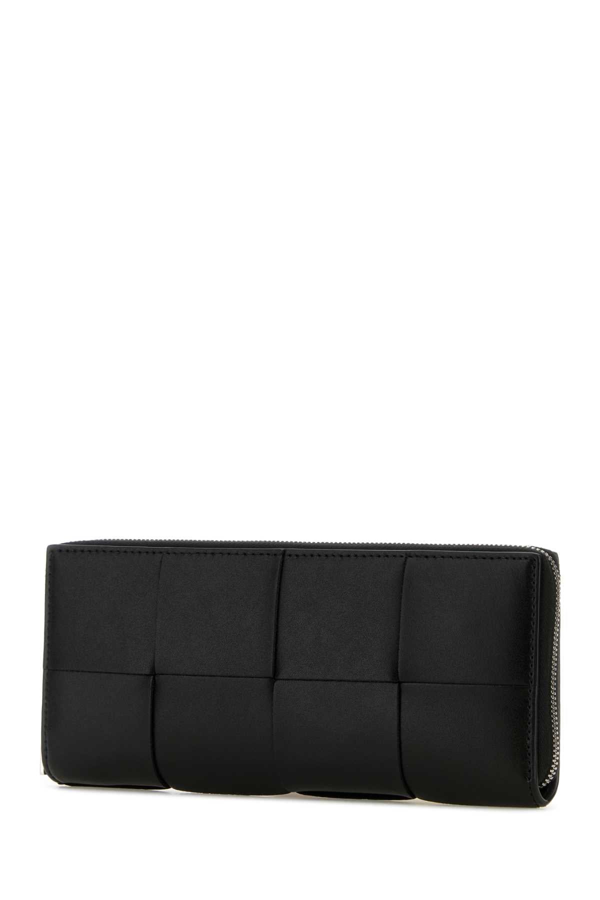 Bottega Veneta Men Black Leather Intrecciato Wallet