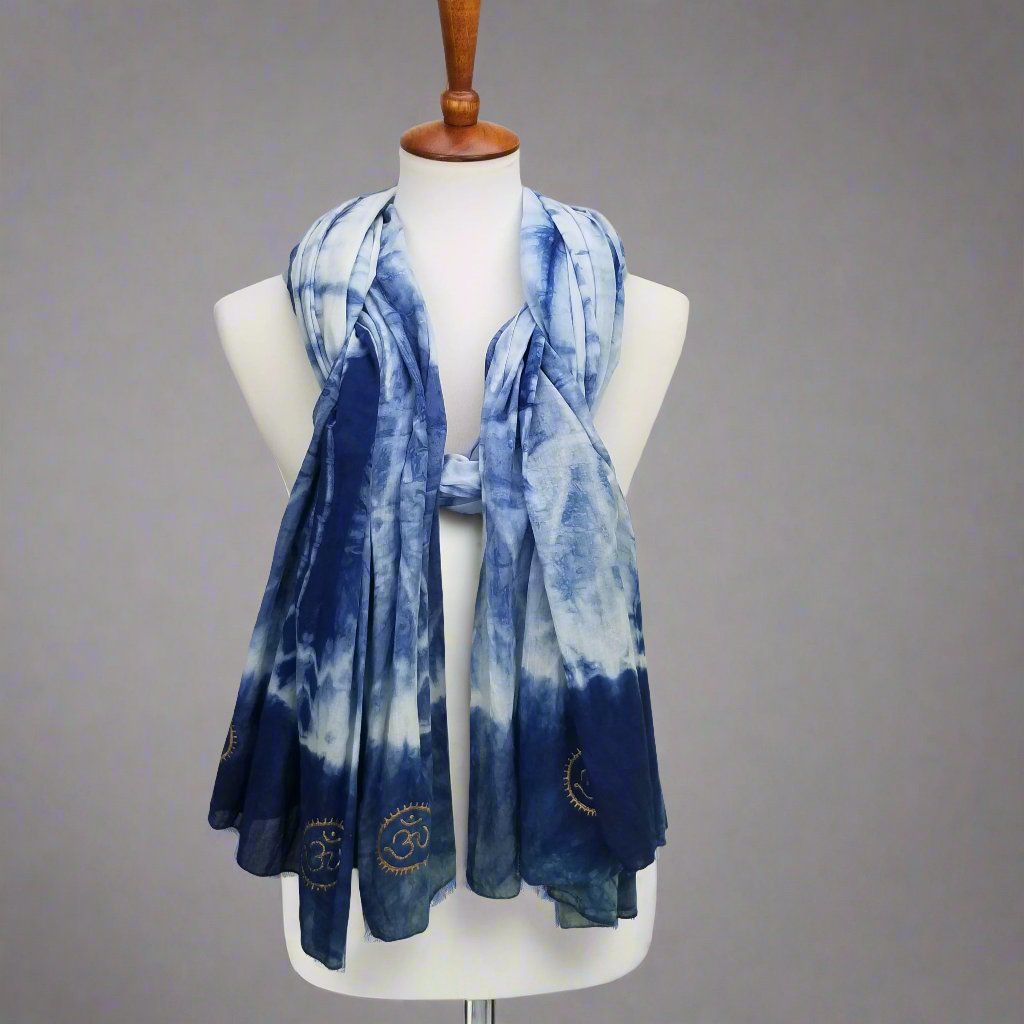Eternity  Indigo Cotton Scarf by OMSutra