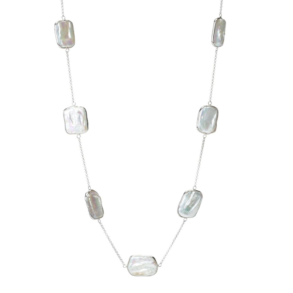 Artisan Silver by Samuel B. Cushion Shape Freshwater Cultured Pearl Necklace by Steals