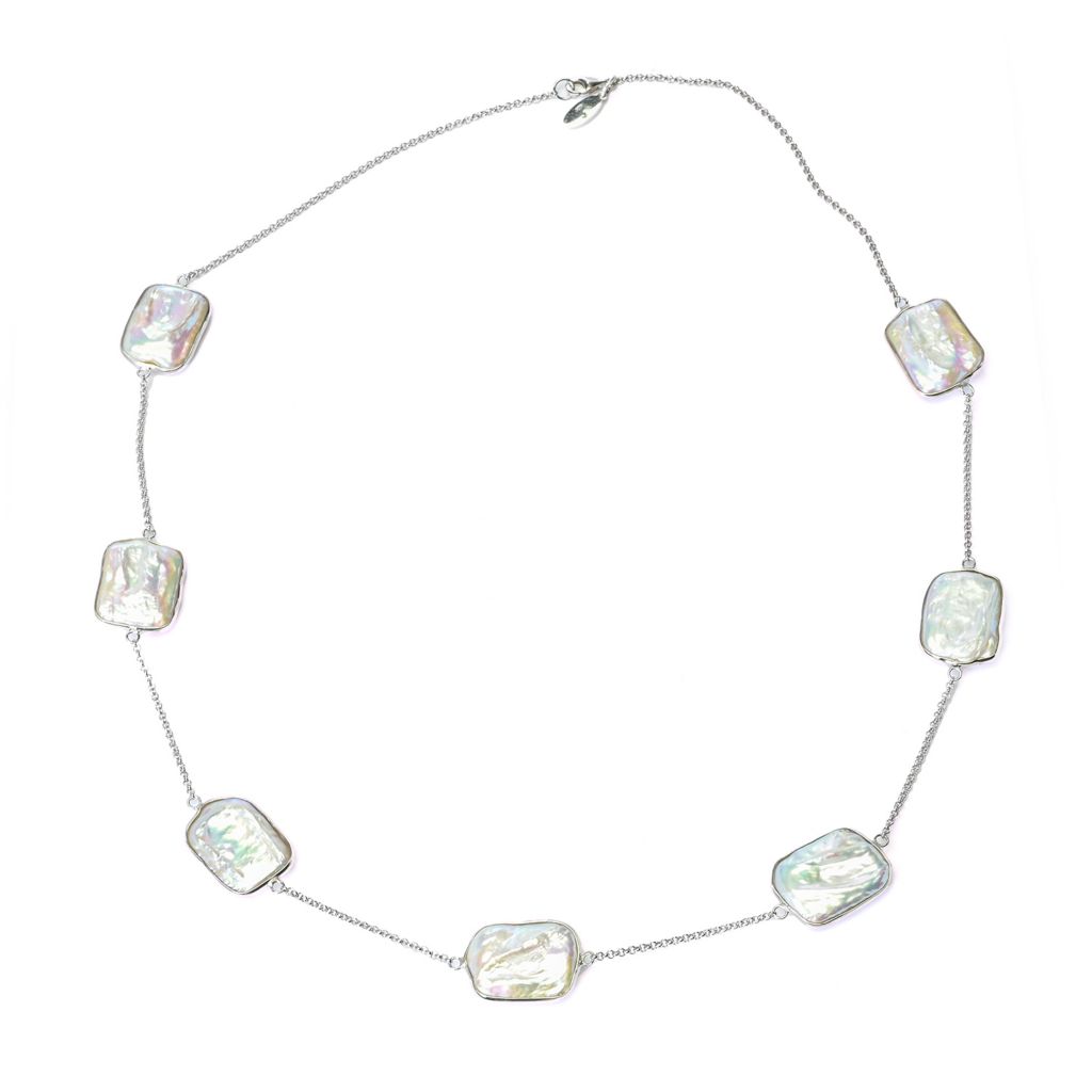 Artisan Silver by Samuel B. Cushion Shape Freshwater Cultured Pearl Necklace by Steals