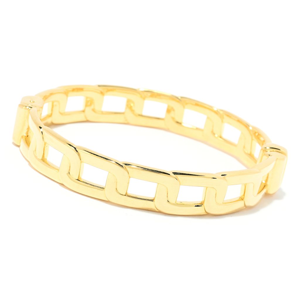 Toscana Italiana 18K Gold Plated Paperclip Curb Link Bangle Bracelet by Steals