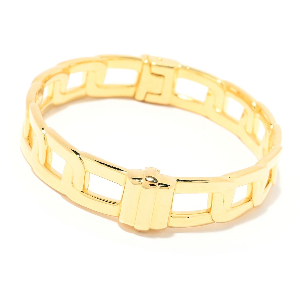 Toscana Italiana 18K Gold Plated Paperclip Curb Link Bangle Bracelet by Steals