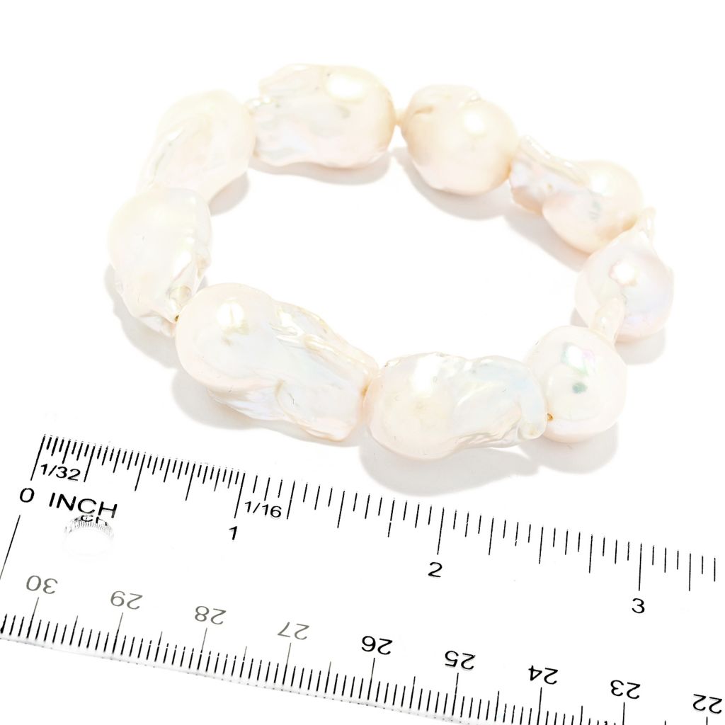 Imperial Pearl 13-15mm Baroque Cultured Pearl 8" Stretch Bracelet by Steals