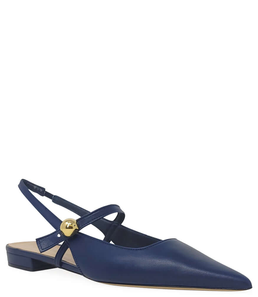 Denim Leather Slingback Flat