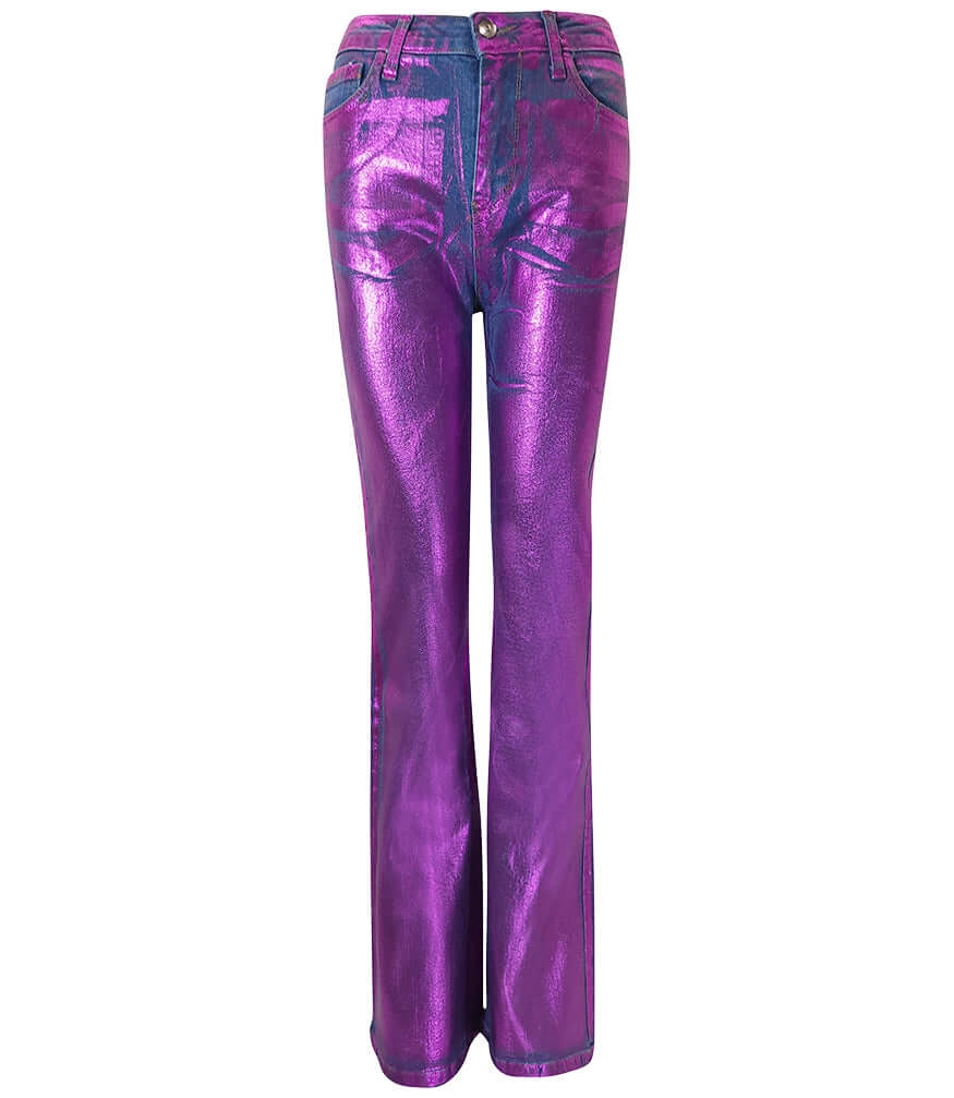 Fuchsia Light Denim Laminated Jeans