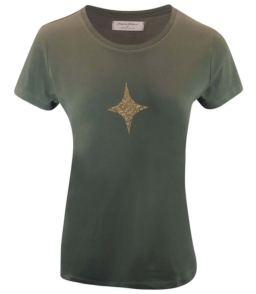 Designing Hollywood  X Madison Maison™ Cotton Army Green Star Lady T Shirt