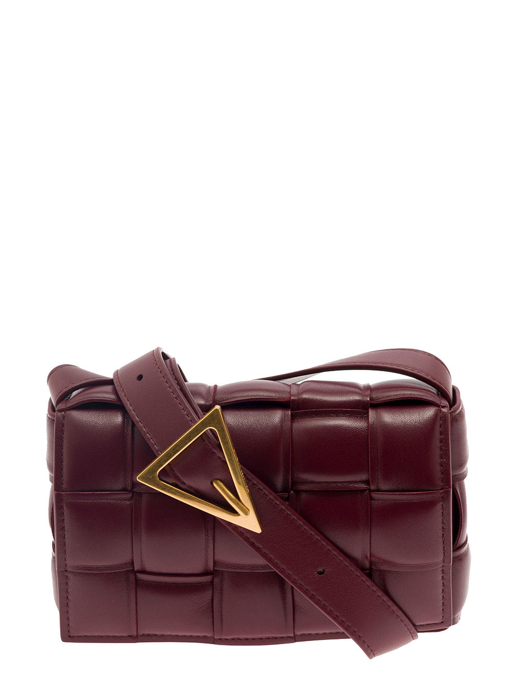 Bottega Veneta Women 'Small Padded Cassette' Bordeaux Crossbody Bag In Intreccio Nappa Leather Woman
