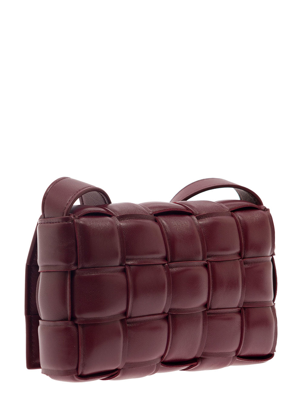 Bottega Veneta Women 'Small Padded Cassette' Bordeaux Crossbody Bag In Intreccio Nappa Leather Woman