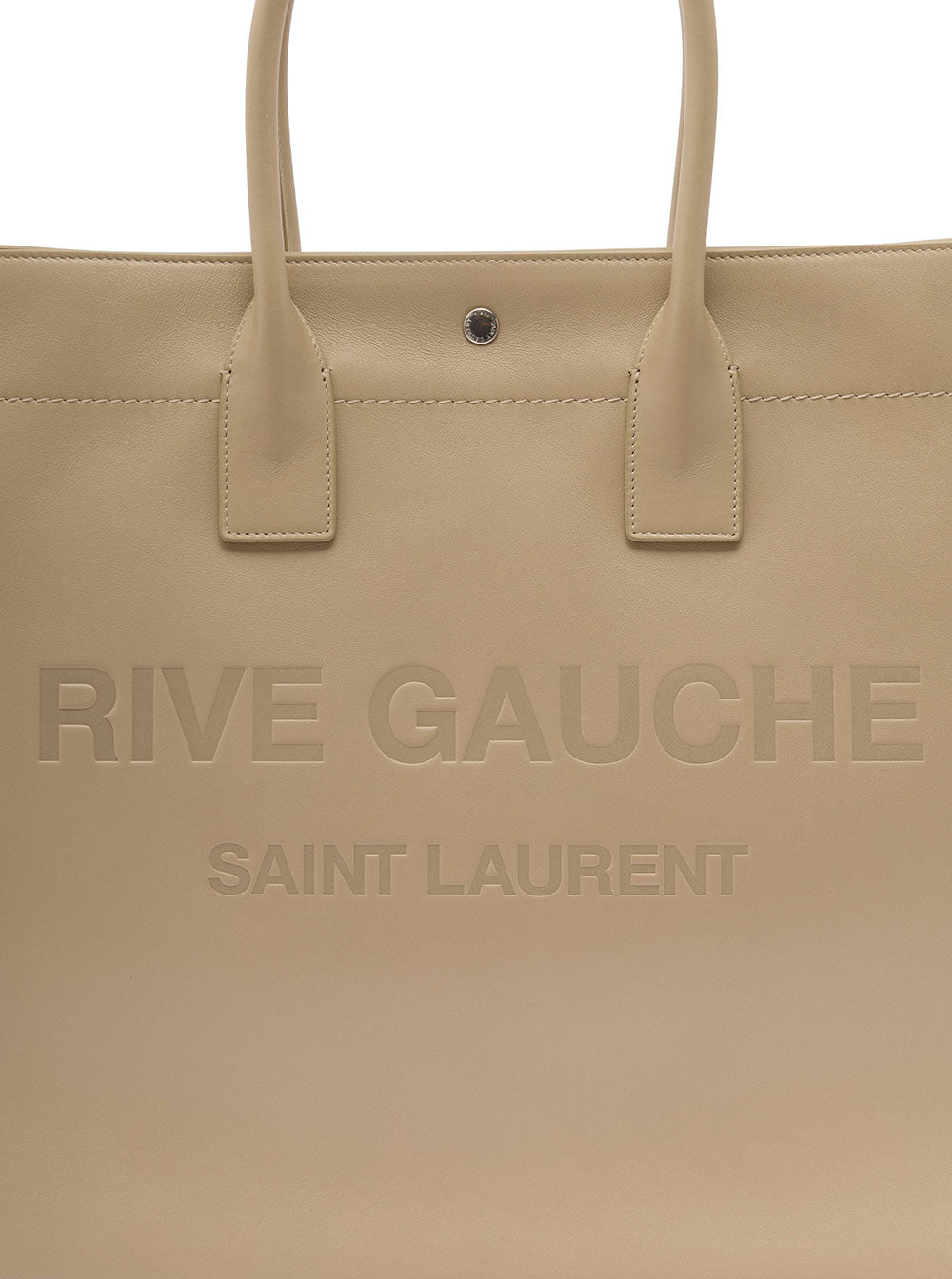 Saint Laurent Men Rive Gauche Large Tote Bag In Beige Leather Man