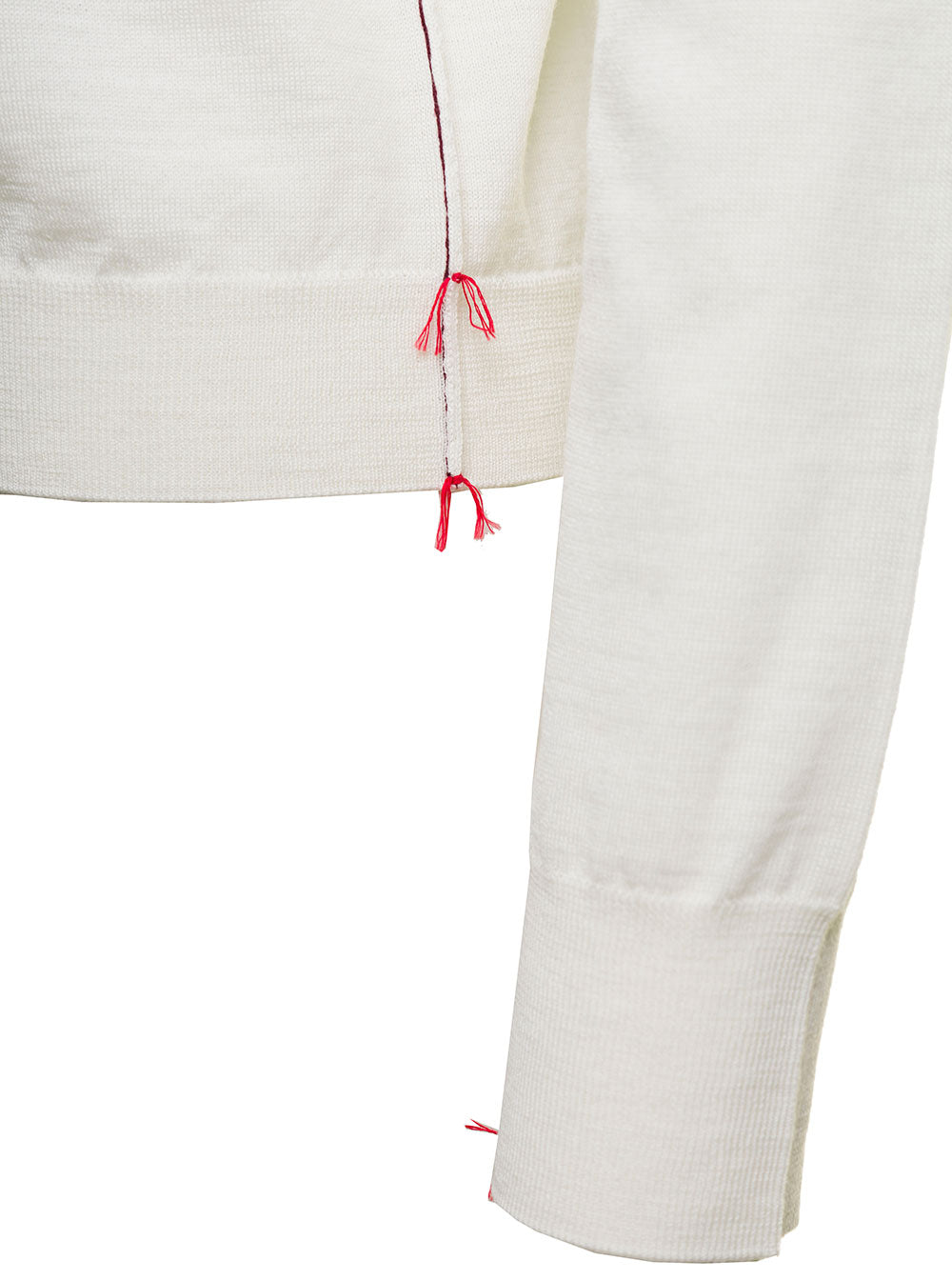 Maison Margiela Women White High Neck Sweater With Contrasting Stitching In Wool Woman