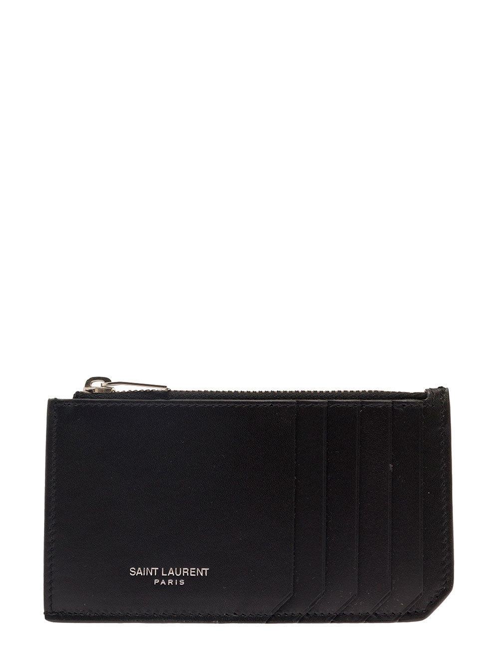 Saint Laurent Men Black Card-Holder With Embossed Logo In Leather Man