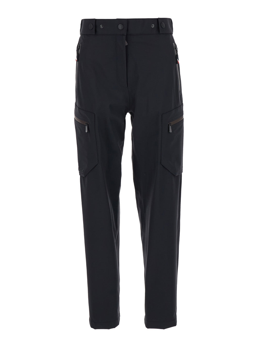 Moncler Grenoble Women Black Cargo Pants With Adjustable Waist In Stretch Fabric Woman
