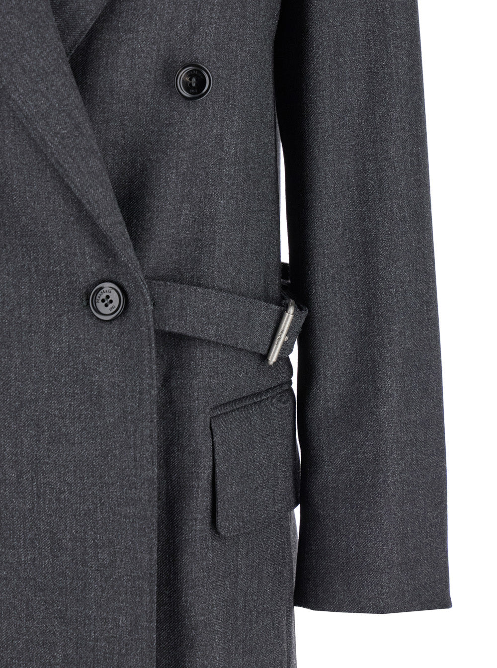 Max Mara Women 'Latino' Grey Double-Breasted Jacket With Peak Revers And Waist Belt In Virgin Wool Woman