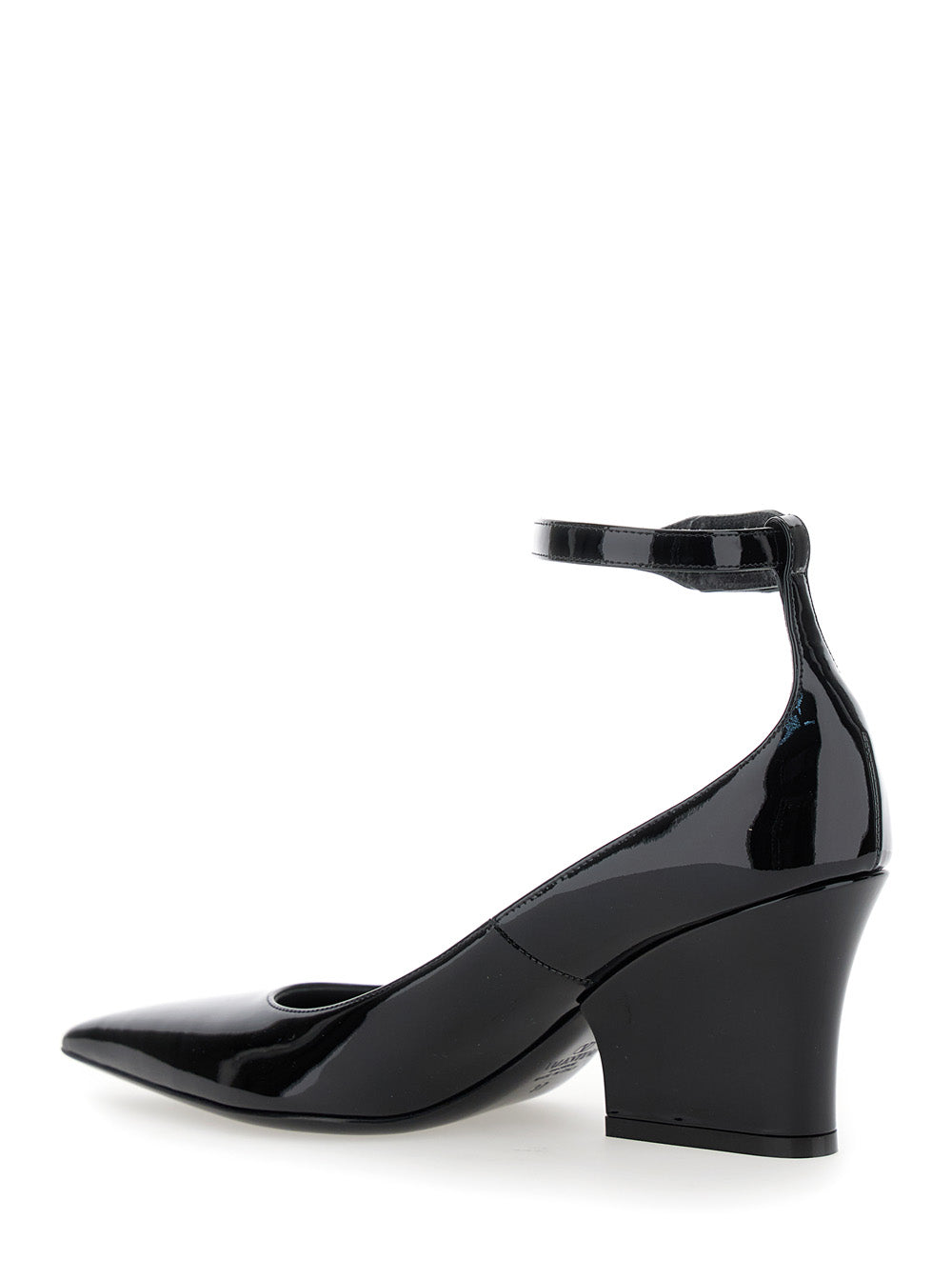 Valentino Garavani Women Black Pointed-Toe Pumps With Strap And High Heel With Vlogo Detail In Leather Woman