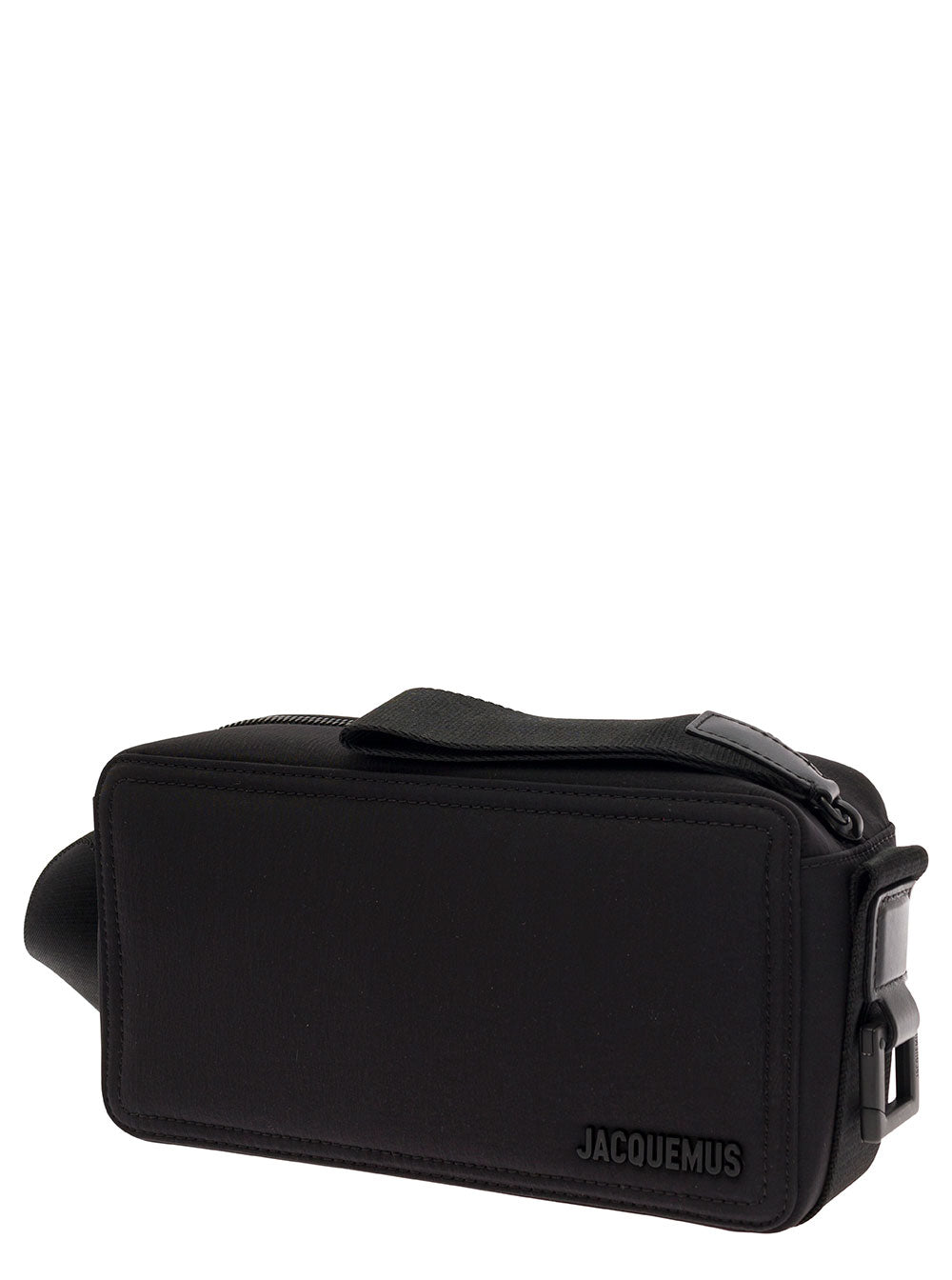 Jacquemus Men 'Le Cuerda Horizontal' Black Messenger Bag With Logo Lettering Detail In Cotton Man