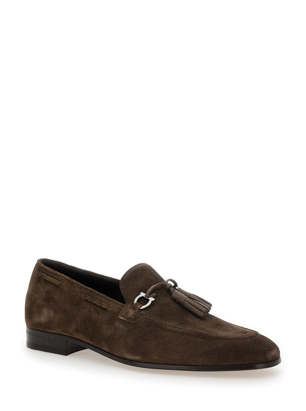 Ferragamo Men 'Besile2' Brown Loafers With Gancini And Cord Detail In Suede Man