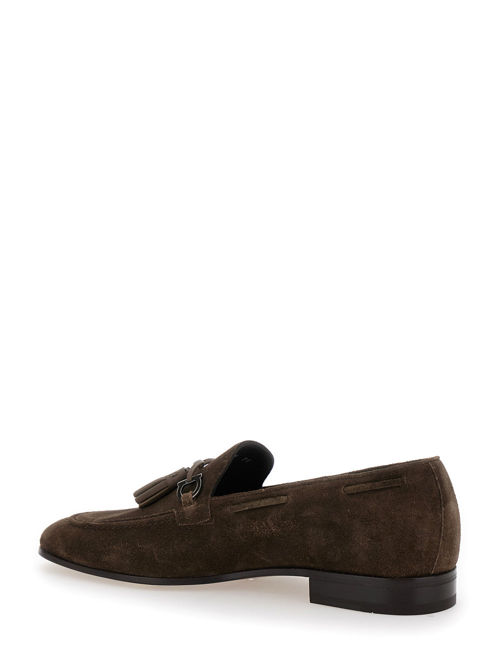 Ferragamo Men 'Besile2' Brown Loafers With Gancini And Cord Detail In Suede Man