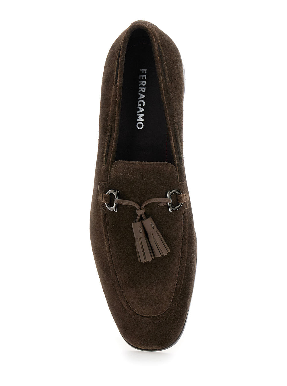 Ferragamo Men 'Besile2' Brown Loafers With Gancini And Cord Detail In Suede Man