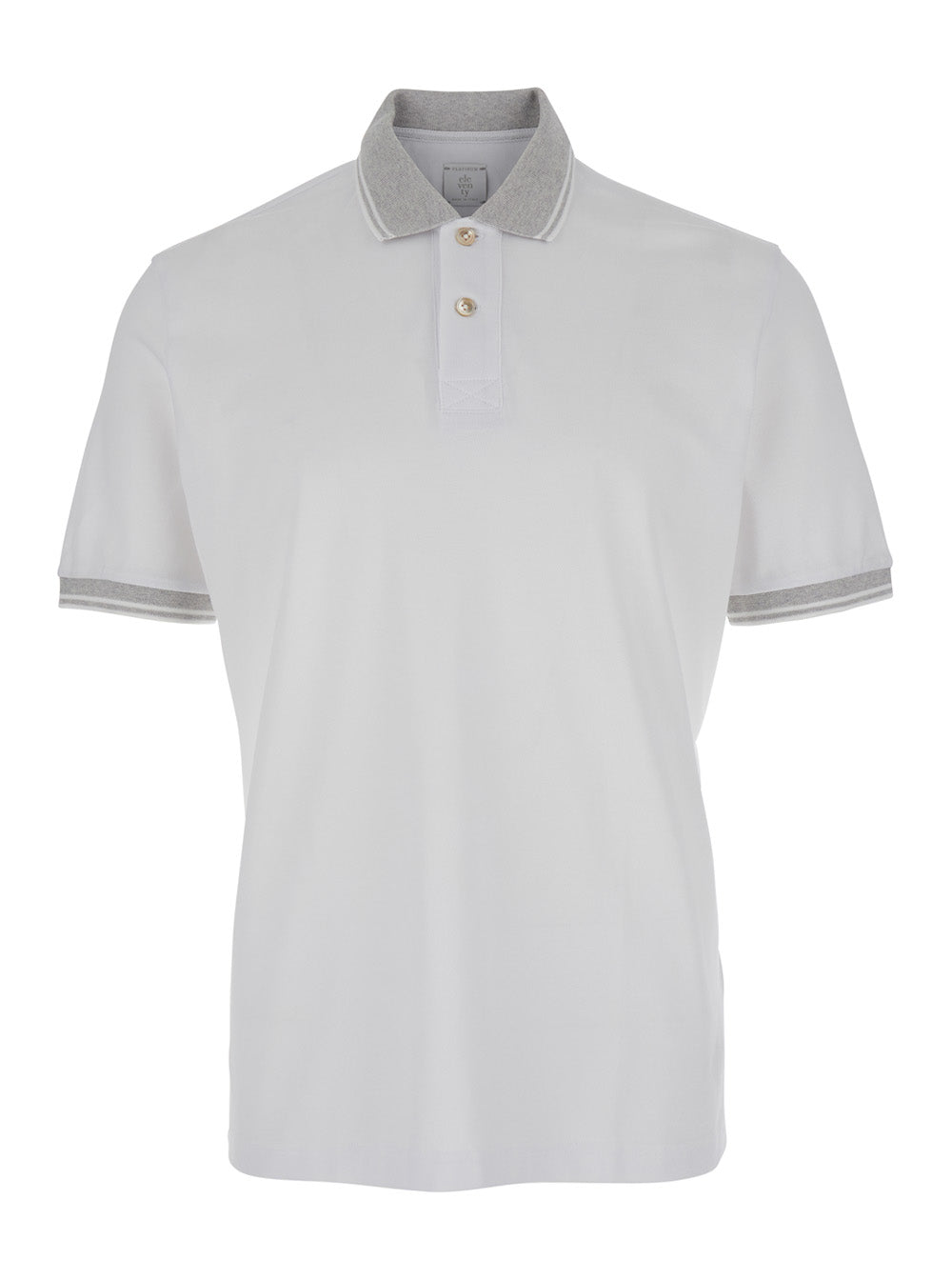 Eleventy Men White Polo Shirt With Classic Collar In And Front Button Closure In Cotton Man