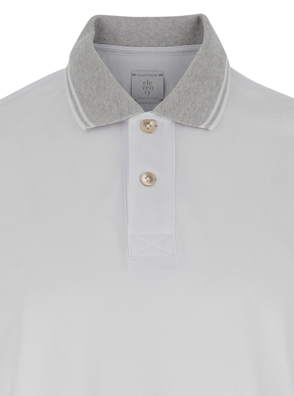Eleventy Men White Polo Shirt With Classic Collar In And Front Button Closure In Cotton Man