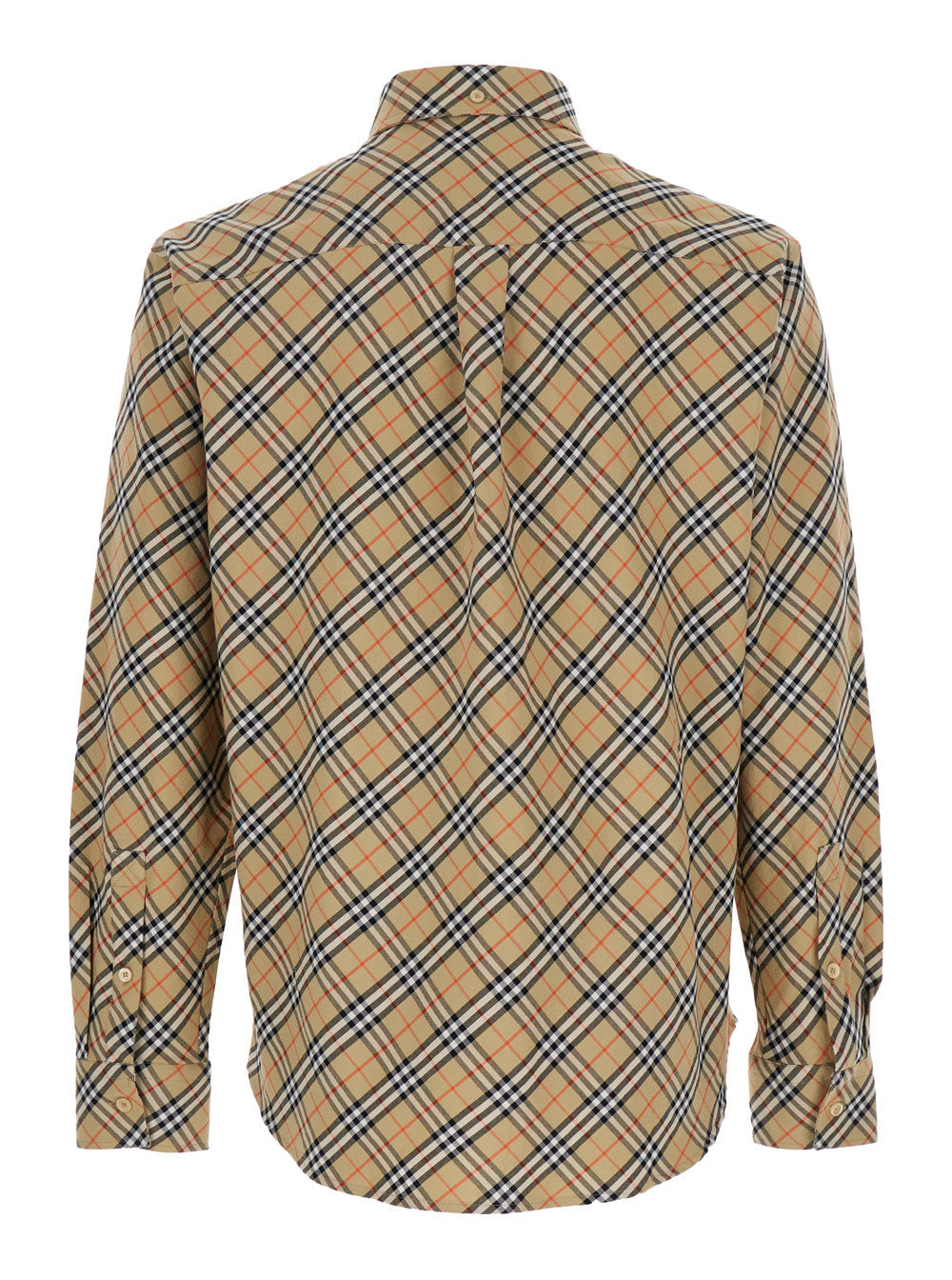 Burberry Men Beige Shirt With All-Over Vintage Check Motif In Cotton Man