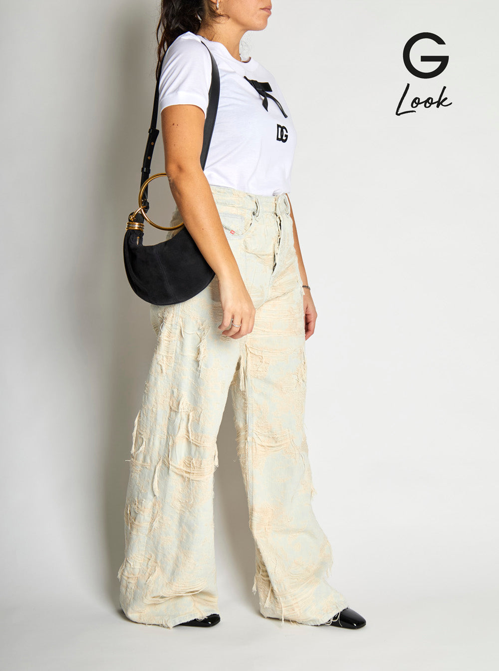 Chloé Women 'Small Bracelet' Black Handbag With Ring Handle And Lettering Logo In Suede Woman