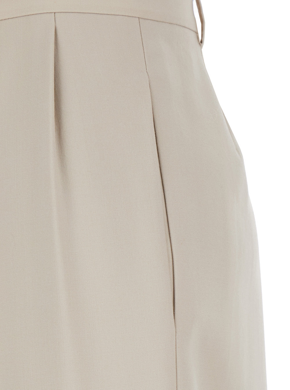 Saint Laurent Women Beige Pants With Belt Loops And Pences On The Front In Wool Woman