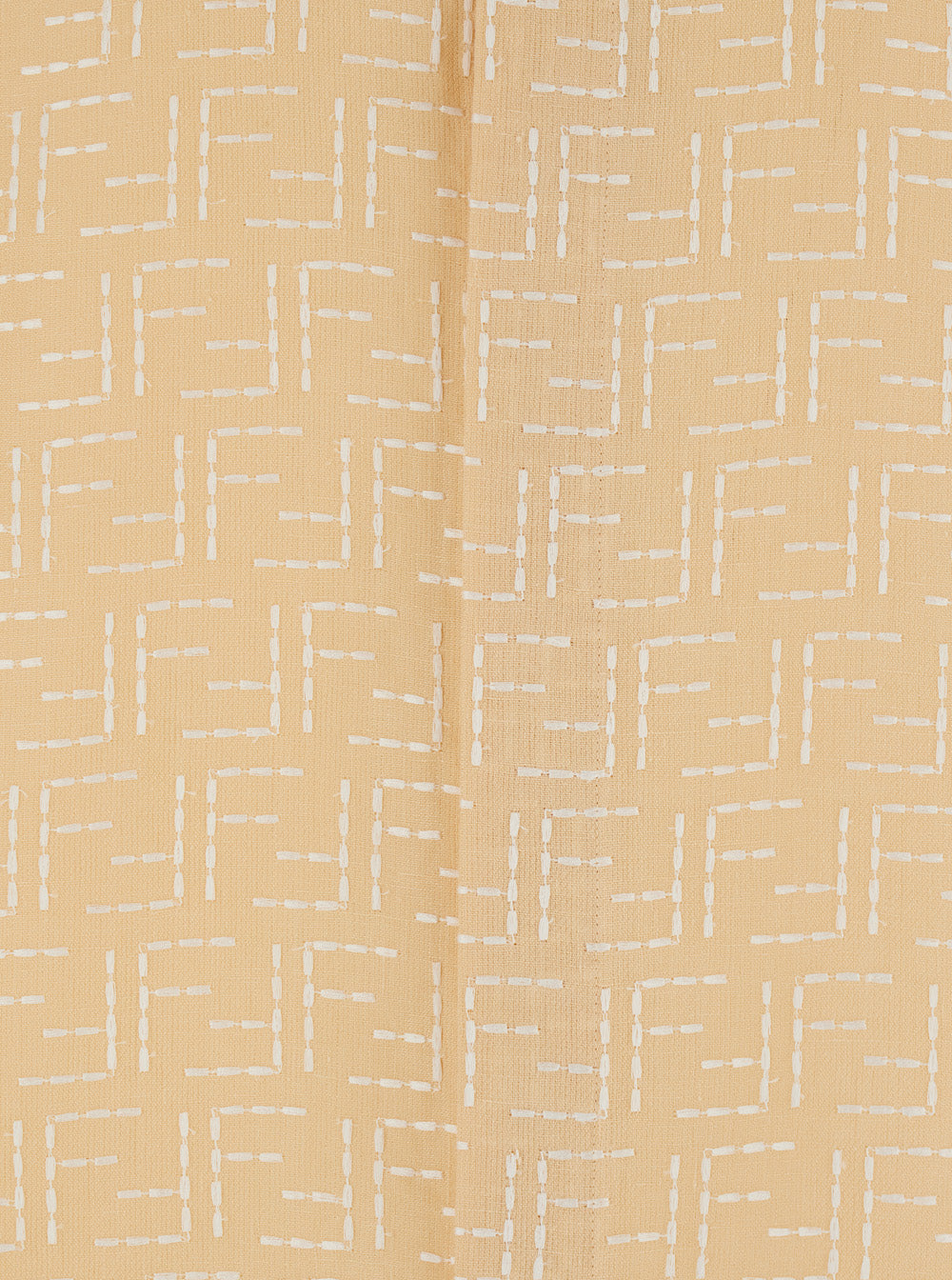 Fendi Men Yellow Shirt With Wide Short Sleeves And All-Over Ff Motif In Linen Blend Man