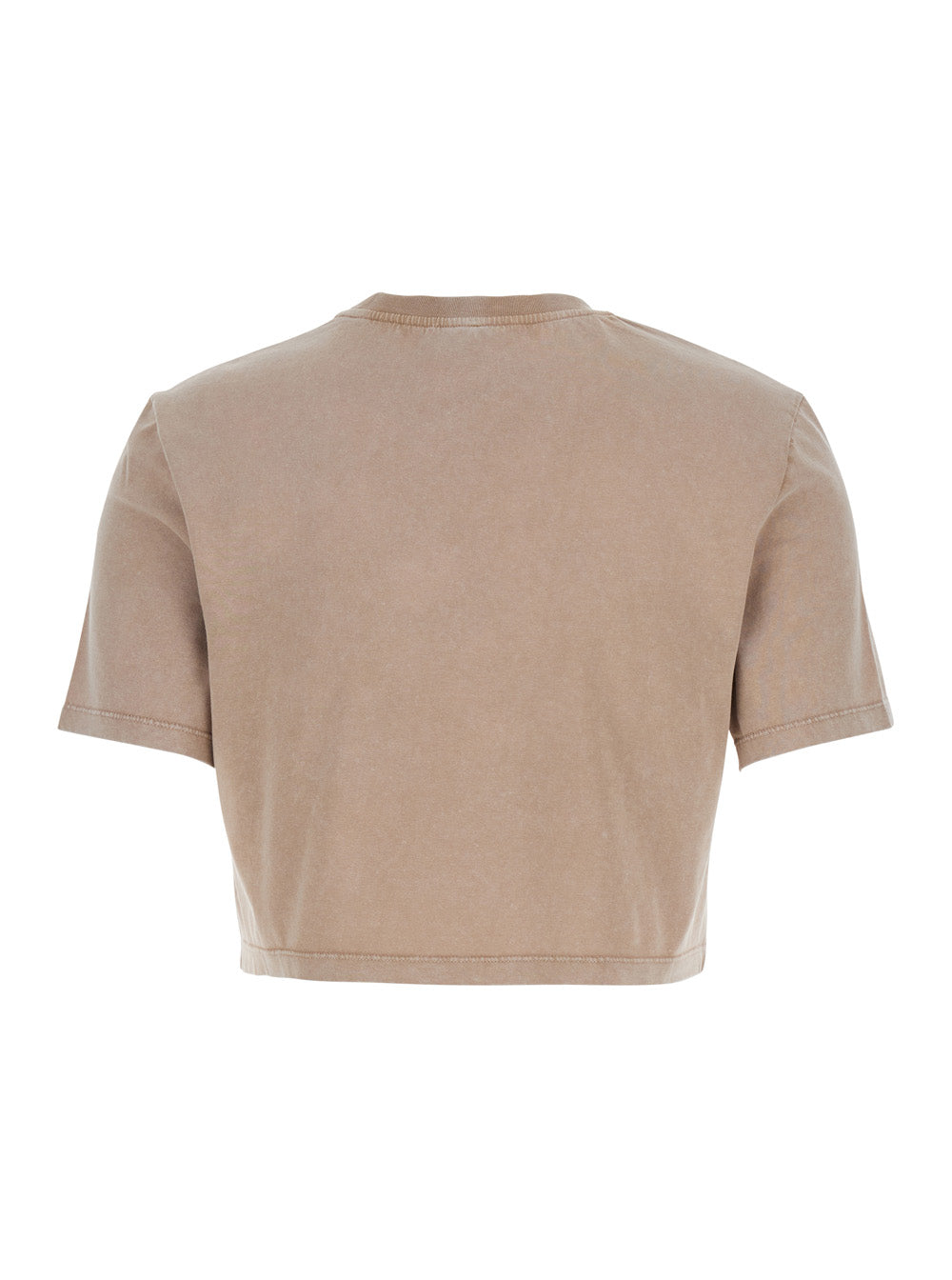Fendi Women Beige T-Shirt With Cropped Design And Raised Logo On The Front In Cotton Woman
