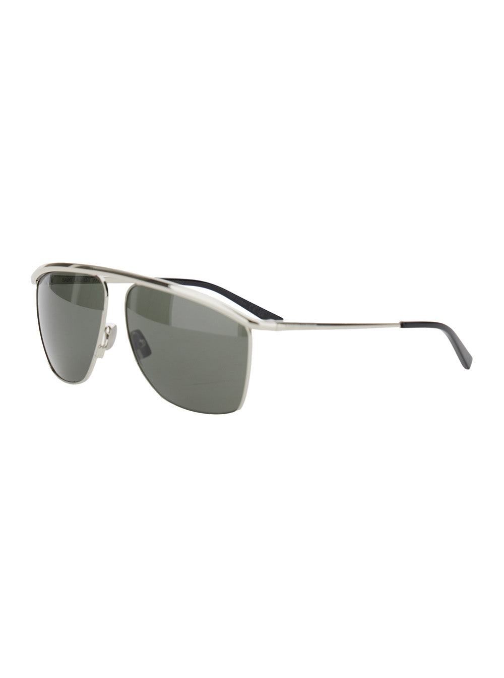 Saint Laurent Women 'Sl 820' Metallic Aviator Sunglasses With Nylon Lenses And Curved Top Bar In Metal Woman