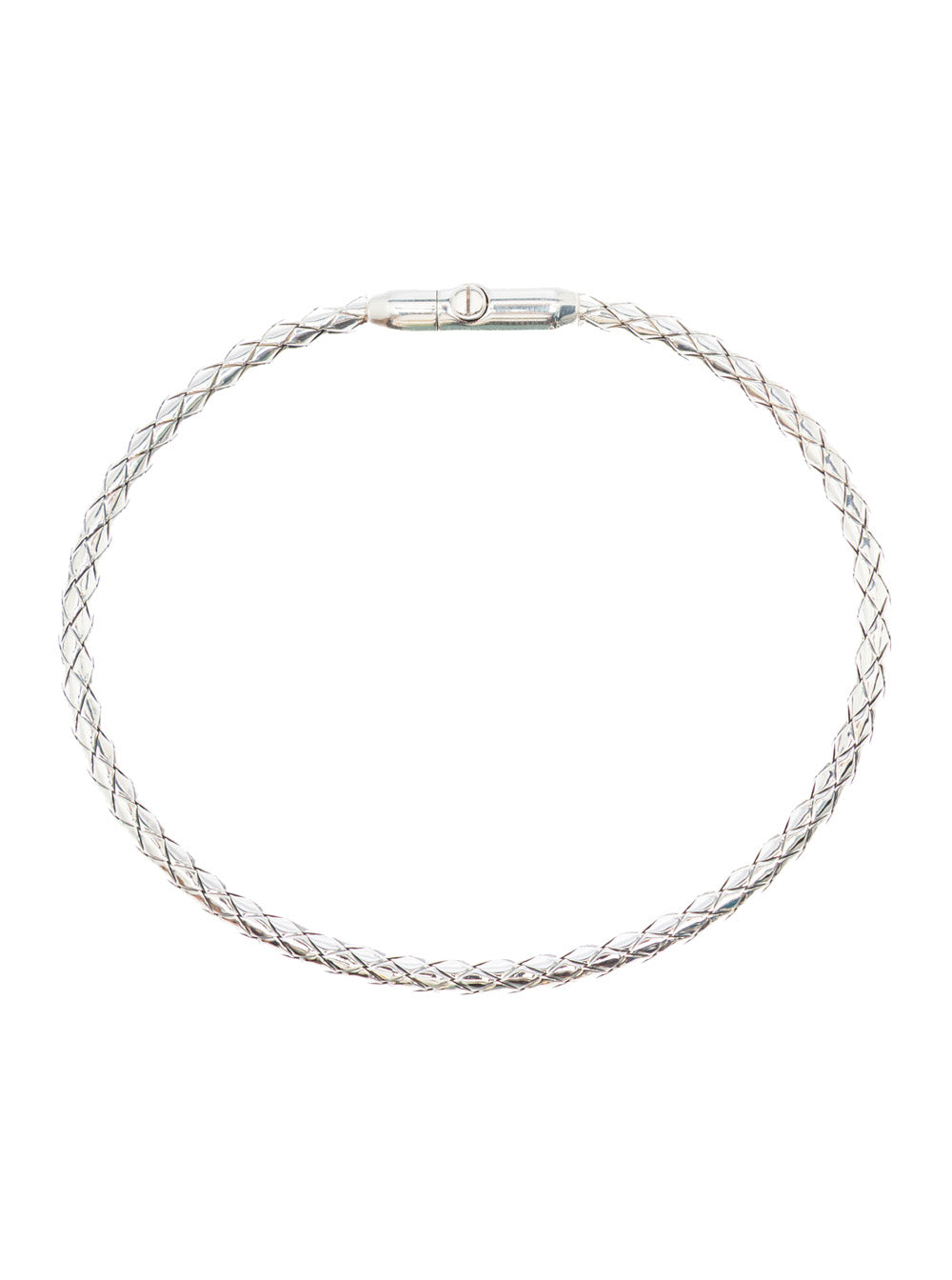 Bottega Veneta Men 'Intreccio' Metallic Bracelet With Rear Push Closure And Intrecciato Design In Silver Man
