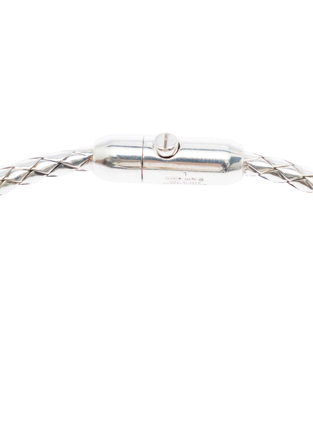 Bottega Veneta Men 'Intreccio' Metallic Bracelet With Rear Push Closure And Intrecciato Design In Silver Man
