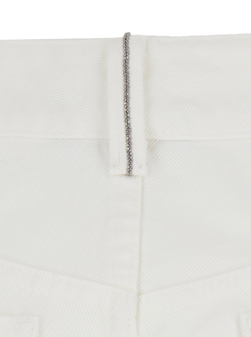 Brunello Cucinelli Women White Jeans With Wide Leg And Monil Detail On The Rear In Denim Woman
