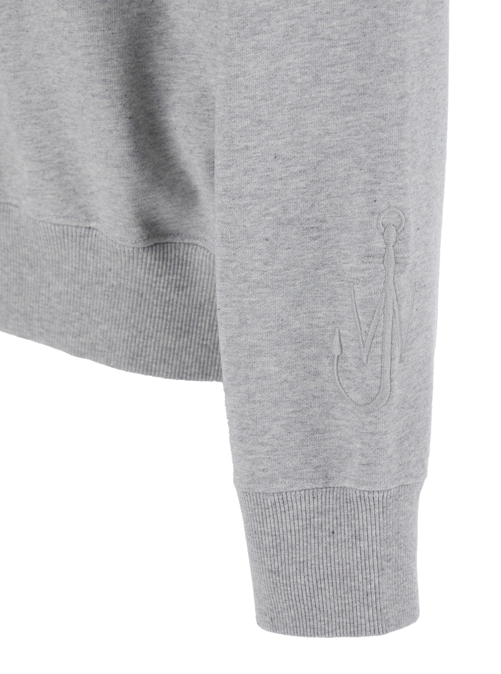 Jw Anderson Men Grey High Neck Sweatshirt With Zip Closure And Logo Embroidery In Cotton Man