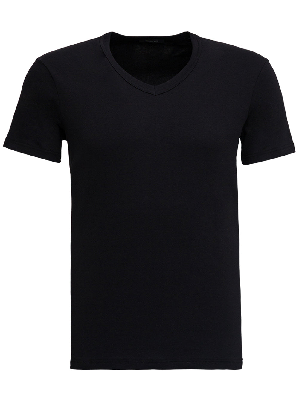 Tom Ford Men Black Stretch Cotton V-Neck T-Shirt