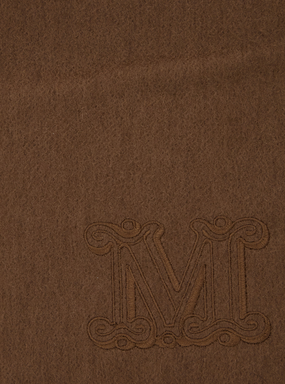 Max Mara Women 'Dalia' Brown Rectangular Scarf With Logo Embroidery On The Front And Fringed Hem In Cashmere Woman
