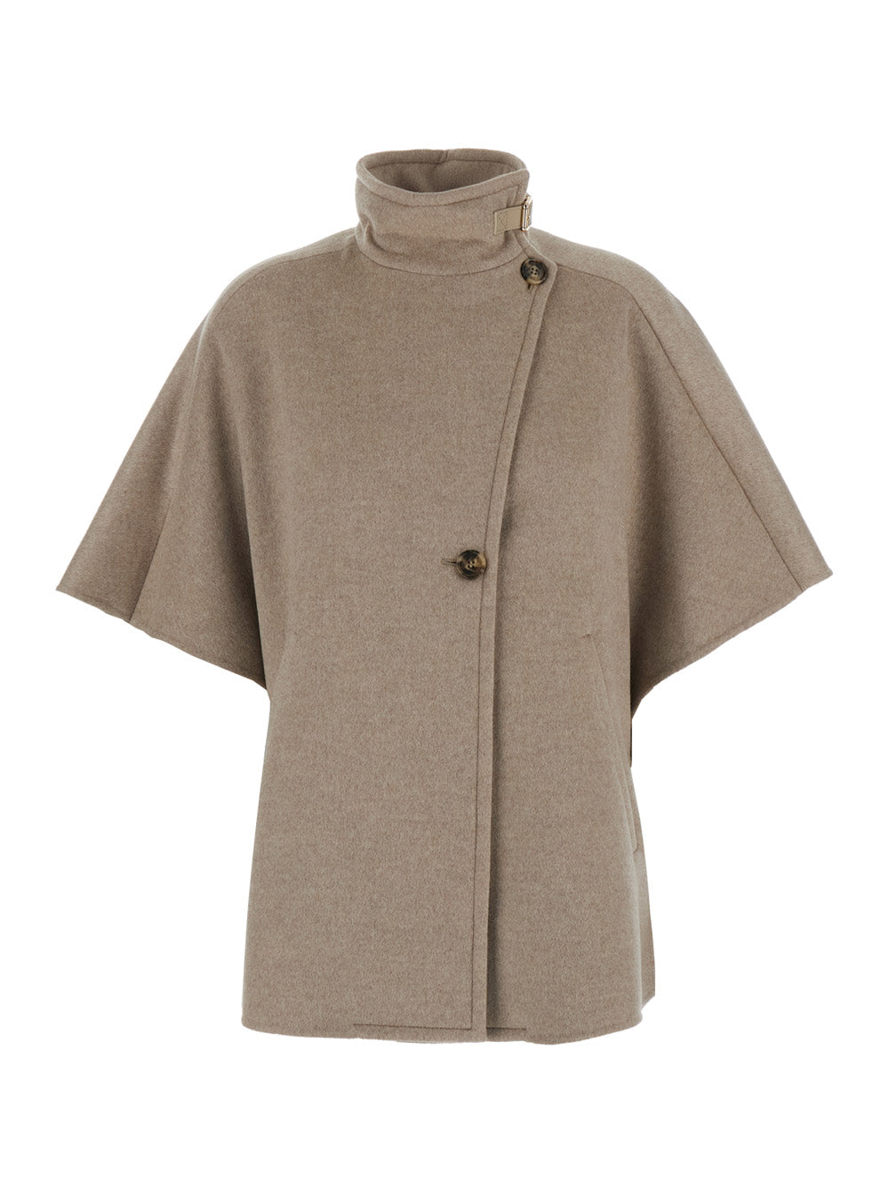 Max Mara Women 'Derrik' Beige Turtleneck Cape With Buckle Detail On The Collar In Cashmere Woman