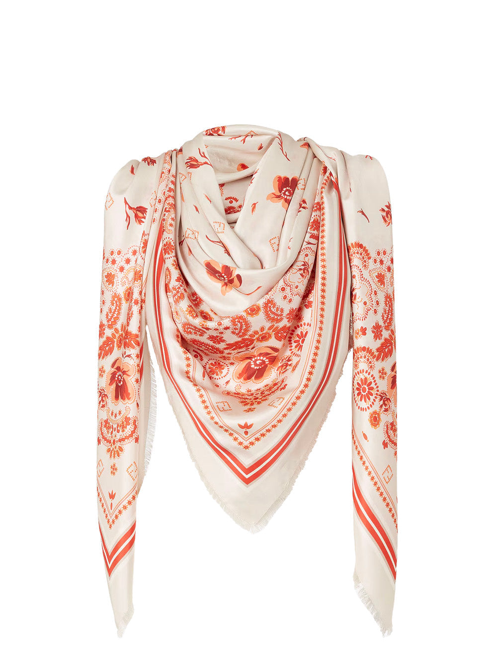 Fendi Women Multicolor Scarf With Bandana Print And Floral Details In Silk Woman