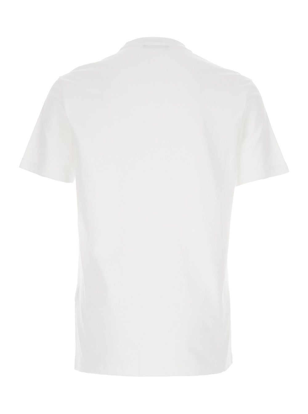 Versace Men White Crewneck T-Shirt With Medusa Embroidery On The Front In Cotton Man