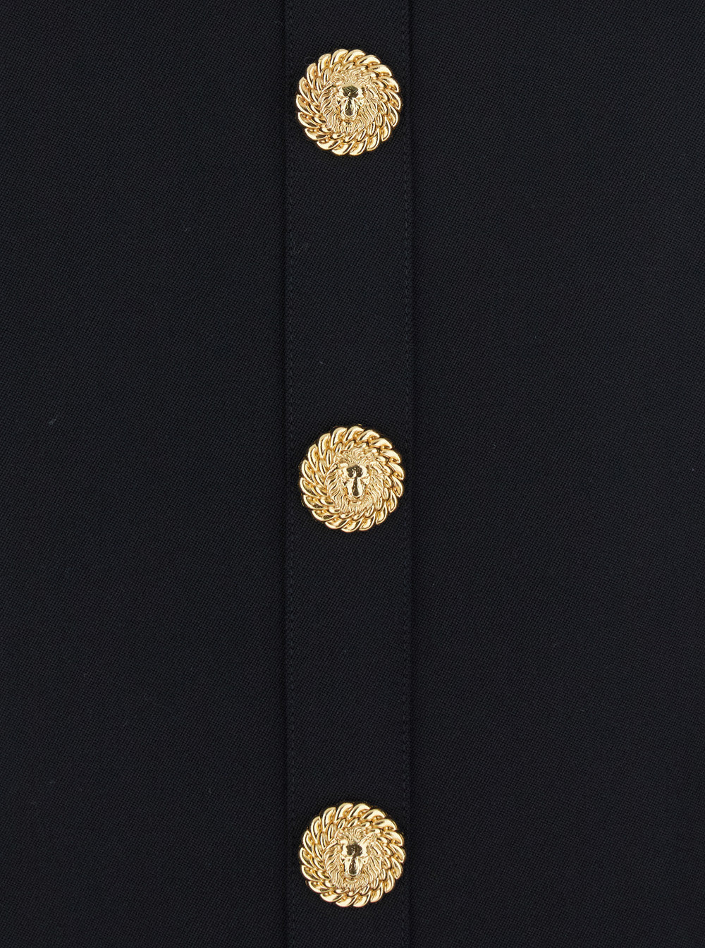 Balmain Women Black Dress With Pointed Collar And Logo Buttons On The Front In Wool Woman