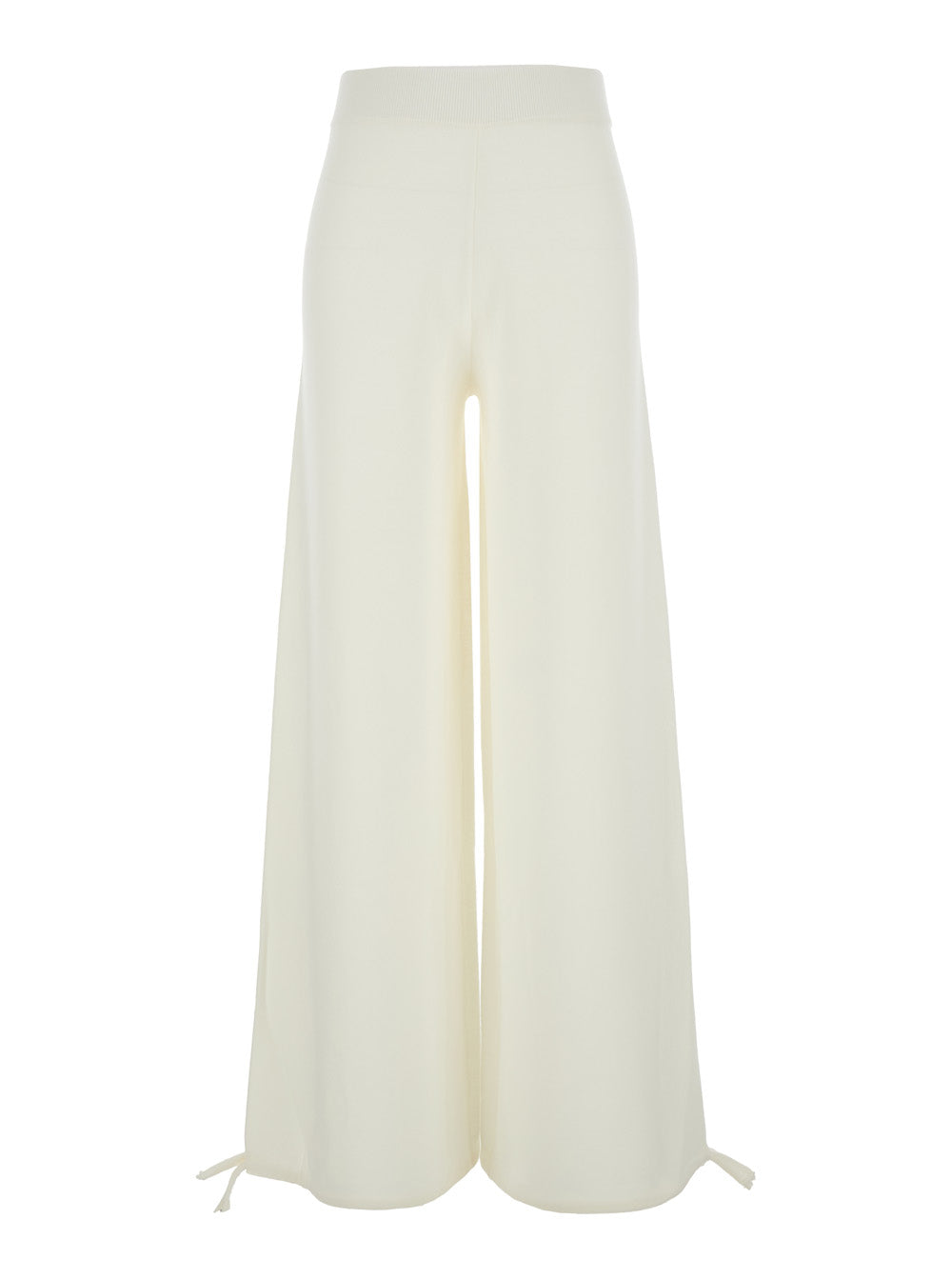 Max Mara Women 'Nigeria' White Pants With Elastic Waist And Wide Leg In Wool Woman