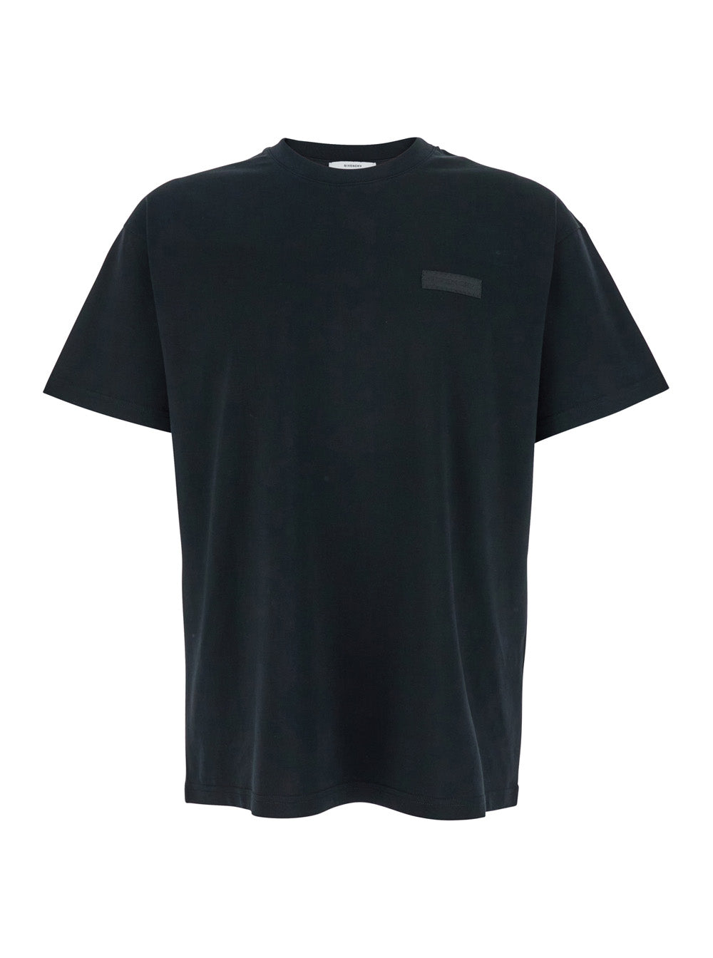 Givenchy Men Black Crewneck T-Shirt With Logo Patch On The Front In Cotton Man