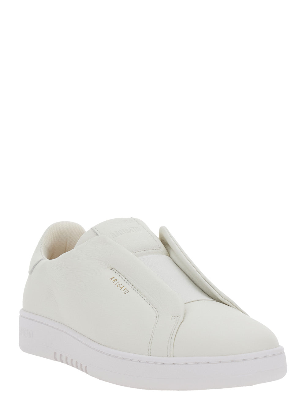 Axel Arigato Men 'Dice Laceless' White Low Top Sneakers With Logo Lettering On Side And Heel In Leather Man