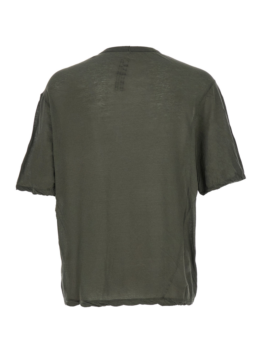Rick Owens Men 'Brad' Green Crewneck T-Shirt With Rear Stitching In Cotton Man