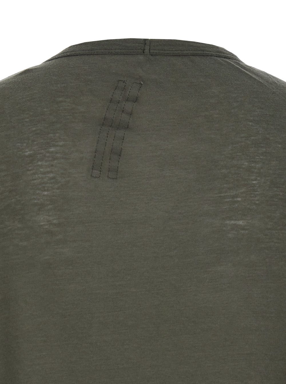 Rick Owens Men 'Brad' Green Crewneck T-Shirt With Rear Stitching In Cotton Man