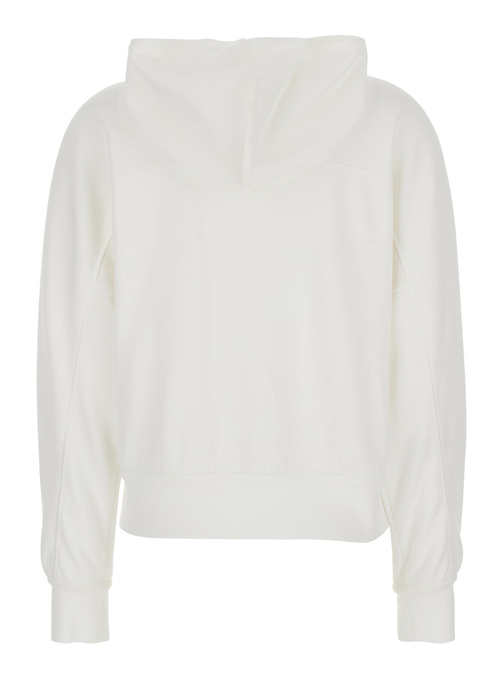 Brunello Cucinelli Women White Sweatshirt With Fixed Hood And Logo Patch On The Front In Cotton Blend Woman