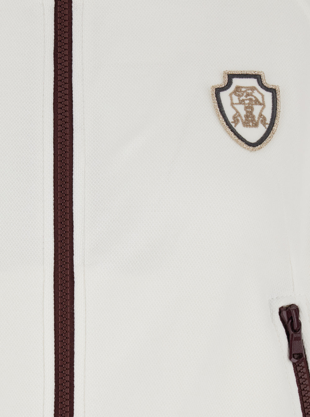 Brunello Cucinelli Women White Sweatshirt With Fixed Hood And Logo Patch On The Front In Cotton Blend Woman