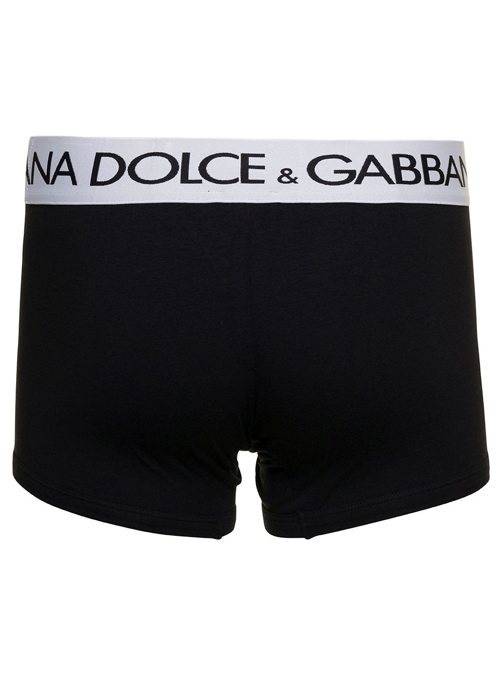 Dolce & Gabbana Men Black Boxer Briefs With Branded Waistband In Stretch Cotton Man