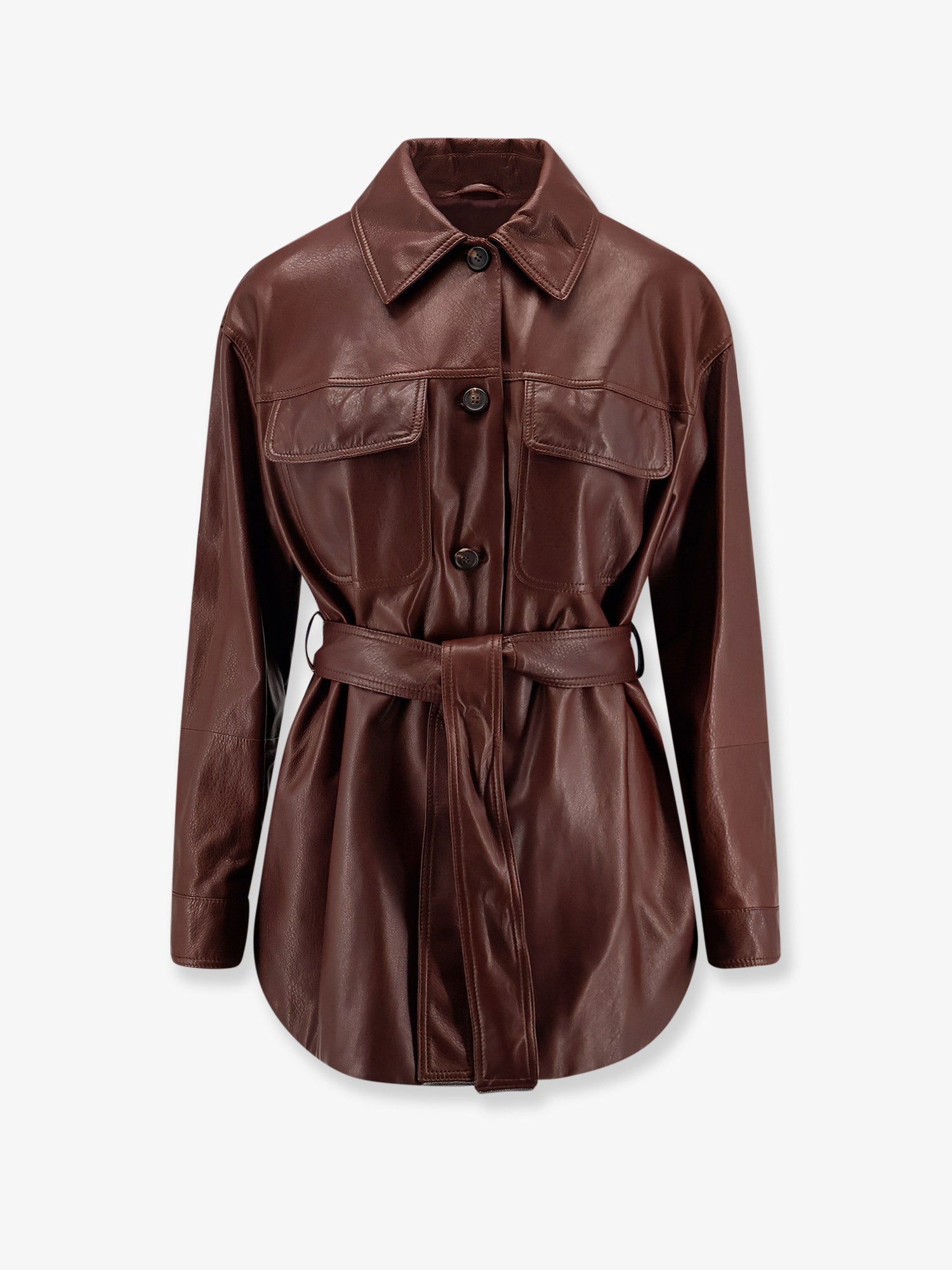 Brunello Cucinelli Women Leather Jacket With Belt